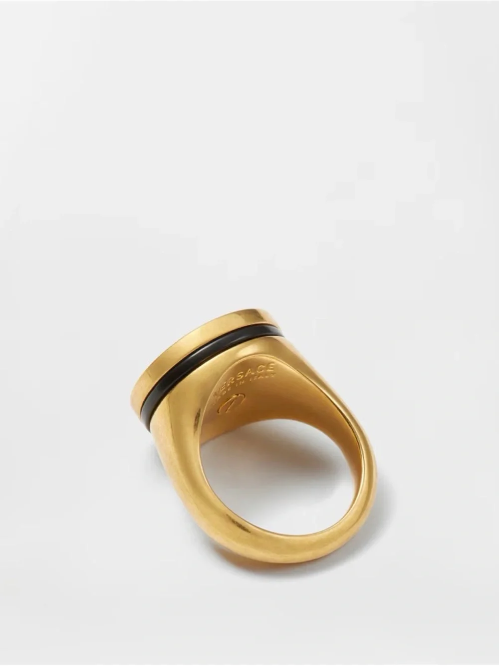 Versace Gold and Black Medusa Signet Ring